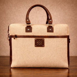 Porte-documents classique en toile pour ordinateur portable, couleur gris bicolore, sac de bureau professionnel durable avec poignées en cuir et bandoulière - Product Image 5