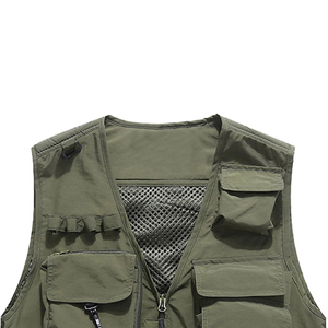 Gilet cargo multi-poches pour la pêche, la randonnée, veste décontractée pour homme, respirante, légère, coupe-vent, imperméable - Product Image 5