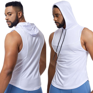 <b>Pullover</b> <b>Mens</b> Gym Fitness Tank Top Sleeveless <b>Men's</b> Hoodies Terry Fabric Plain Dyed Sleeveless Hooded Tank Top - Product Image 6