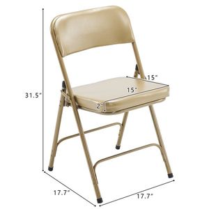 2 Pack Metal Folding Chairs with Padded Seat Back for Home Office Indoor Outdoor Events Parties & Weddings in Champagne Color - Product Image 2