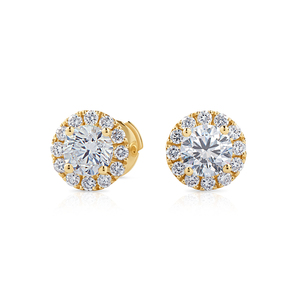Women's 14K Gold Lab Grown Diamond Halo Stud <b>Earrings</b> 1.4 CT White D Color Brilliant Cut IGI Certified Rhodium Plated Luxury - Product Image 4