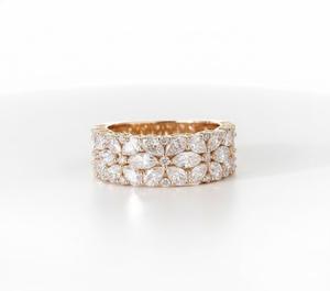 Anillo de Boda Tradicional de Oro Sólido de 10K/14K con Diamantes Cultivados en Laboratorio, Diseño Floral, Corte Marquesa, Estilo Eternidad Completa, Regalo para Mujer - Product Image 1