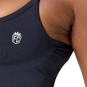 Débardeur de sport sans coutures pour femme, bleu marine foncé, avec soutien-gorge intégré, maintien léger, coupe extensible, idéal pour le yoga, la gym et l'entraînement - Product Image 5