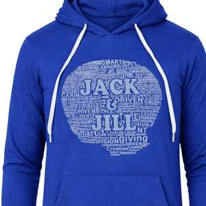 Sweat à capuche bleu Jack and Jill avec motif nuage de mots, sweat à capuche Dri Fit pour hommes et adolescents, sweat à capuche confortable pour une utilisation décontractée - Product Image 5