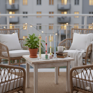 Ensemble de 4 bougies coniques artisanales en cire de soja et de paraffine, aux couleurs pastel, sans fumée, parfum lavande, pour les fêtes de Noël et de Pâques - Product Image 2