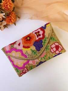Bolso de Mano Rectangular Hecho a Mano con Bordado Floral, Cierre de Cremallera, Textil de Algodón, para Viajes y Fiestas, Regalo de Boda, Decoración - Product Image 1