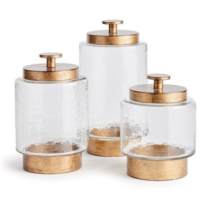 Contemporary Luxury Glass Canister With Decorative Metal <b>Wrap</b> Premium Home Decor Glass Jar With Metallic Accent Finish - Product Image 2