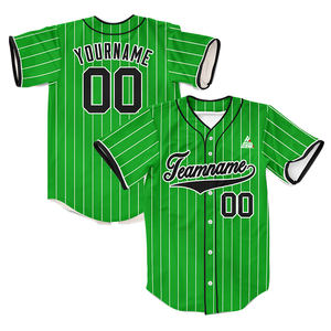 Maillot de baseball personnalisé vert à rayures fines pour homme, uniforme d'équipe, tissu polyester respirant, col boutonné, nom personnalisé - Product Image 1