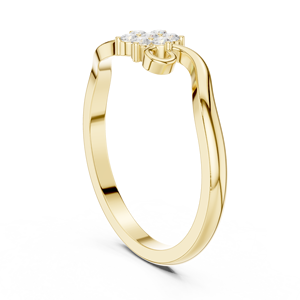 Anillo de Diamantes Floral en Oro Amarillo, Elegante Banda Trenzada con Racimo de Flores, Anillo de Compromiso y Boda para Mujer - Product Image 2