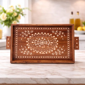 Handmade Bone Inlay Tray – Wooden Serving Tray wooden utility tray wooden handmade tray wooden food tray wooden <b>kitchen</b> tray - Product Image 1