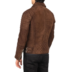 Veste de motard en daim marron sur mesure pour homme, veste de moto vintage avec poches zippées, haute qualité, personnalisable - Product Image 2