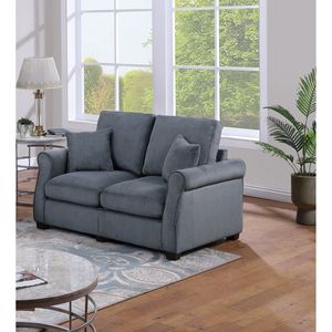 Set Divano Classico a 2 Pezzi in Velluto a Coste Grigio Scuro per Soggiorno, con Braccioli Quadrati e Cuscini Morbidi - Product Image 4