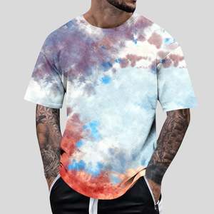 Vente en gros OEM directe de t-shirts tie-dye pour hommes, col rond, 100% coton, taille plus, coupe ample, t-shirt d'été confortable - Product Image 5
