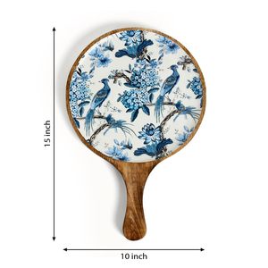 Highly Impactful Sticker Printed Mango Wood Stylish Round Snack and Dinner Serving <b>Breakfast</b> <b>Trays</b> At Best and Lowest Price - Product Image 2