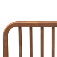 Lit plateforme en bois massif au design moderne, tête de lit classique à lattes, lit moelleux couleur naturelle, taille personnalisable pour chambre à coucher et hôtel