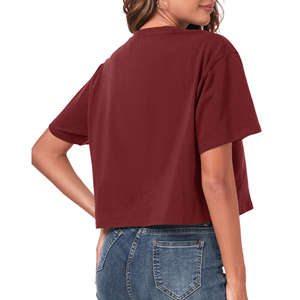 Camiseta Corta Informal para Mujer, Tejido de Algodón Suave, Cuello Redondo, Manga Corta, Corte Regular Cómodo, Camiseta Corta Básica y Elegante para Mujer - Product Image 3