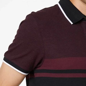 <b>Mens</b> Knitted <b>Polo</b> Shirt Short Sleeve Color Blocked Striped Casual Wear Black Maroon <b>White</b> Customize wholesale OEM - Product Image 6
