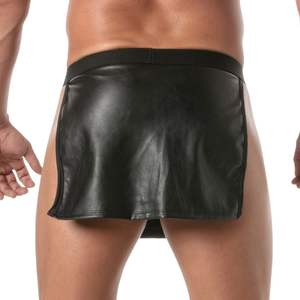 Falda de cuero sintético negra con cintura ajustada para hombre, estilo fetichista, para fiesta, sexy y llamativa - Product Image 3