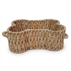 Bone Shaped Woven <b>Storage</b> Basket Water Hyacinth <b>Material</b> Pet Toy <b>Box</b> Organizer Toys Bin Custom Natural Eco Friendly - Product Image 2