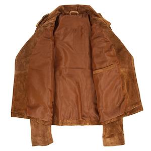 Chaqueta de motorista de cuero de ante marrón para mujer, estilo de motocicleta, con cremallera lateral - Product Image 5