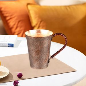Taza de cobre martillada a mano con asa trenzada, estilo vintage, para uso doméstico, material ecológico. - Product Image 1