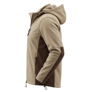 AMKOOR ENTERPRISES Men's Stand Collar Zipper Closure Sporty <b>Fleece</b> <b>Jacket</b> Solid Color Waterproof Polyester Shell Sherpa <b>Lining</b> - Product Image 2