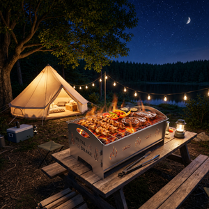 Parrilla de Carbón de Acero Inoxidable Metal Drake con Encendido Automático, Rejilla Antiadherente Duradera, Portátil para Exteriores, Camping, Jardín y Barbacoa - Product Image 6