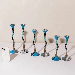 Porte-bougies en aluminium torsadé coloré, artisanal et gaufré, I K HANDICRAFT, imprimé 6 couleurs, éclairage parfait pour Shabbat - Product Image 4