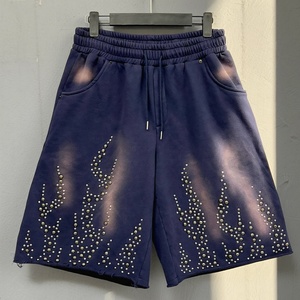 Shorts Homme Streetwear Hip Hop Personnalisés avec Strass Diamants, Taille Haute et Cordon de Serrage, Coton/Polyester – Vente en Gros Votre Modèle - Product Image 2