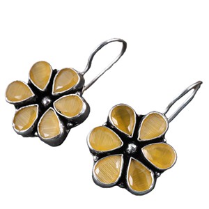 Oxidized <b>Silver</b> Flower Drop <b>Earrings</b> Wholesale | Multi Color Stone <b>Dangle</b> <b>Earrings</b> | Handmade Indian Jewelry Bulk Supplier - Product Image 6