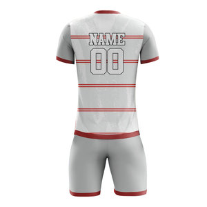 Conjunto de Camiseta de Fútbol Personalizada para Hombre, Blanca con Rayas Rojas, Manga Corta, Transpirable, de Poliéster, Uniforme para Todas las Temporadas, Ropa Deportiva para Adultos - Product Image 2