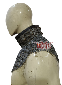 Collier de gorgue médiévale en acier doux avec garniture en cuir, anneaux rivetés plats de 9 mm, pour armure de chevalier, costume d'Halloween - Product Image 3