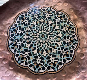 Geometric Design Irregular Durable Modern Handmade Copper Serving Platter Wood Metal Accents Custom Home Decor ARTISAN <b>CRAFT</b> - Product Image 6