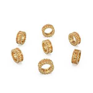 Cuentas de oro de 14k con citrino baguette auténtico / Cuentas de citrino rondelle / Cuentas europeas de citrino / Separador de oro macizo con citrino - Product Image 3