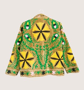 Veste décontractée d'automne pour femme grande taille, col rond, manches longues, en coton brodé motif Suzani, style bohème et écologique - Product Image 2