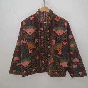 TrendingWomens Boho Suzani Velvet Jacket Floral Hand Embroidered Short <b>Coat</b> Winter Style Wholesale Price - Product Image 1