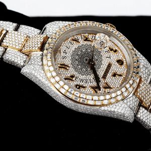 Splendide montre pour homme avec diamants, 28 mm, moissanite, argent, mouvement ETA, quartz analogique, cristal saphir, résistance à l'eau 10 m - Product Image 5