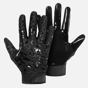 Black PU Leather Batting Gloves with <b>Graffiti</b> Print Pull On Unisex Adult Training Gloves - Product Image 1