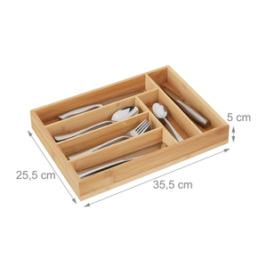 Plateau de rangement de cuisine multifonction en bambou, porte-couverts à plusieurs compartiments, séparateur de tiroir en bois naturel pour la maison et le bureau - Product Image 6