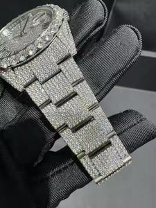 Montre à quartz pour homme personnalisée à prix de gros, avec diamants Moissanite VVS, bracelet de 20 mm, cadran en verre, fabrication artisanale en acier inoxydable, luxe, 41 mm - Product Image 6