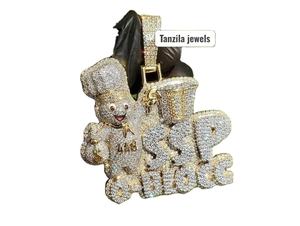 Pendentif en argent sterling Moissanite avec logo SSP glacé Magnifique pendentif personnalisé Moissanite Pendentif Hip Hop - Product Image 2