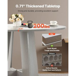Tavolo da pranzo rotondo da 47 pollici per 4-6 persone tavolo da cucina in legno grigio solo tavolo disponibile - Product Image 3