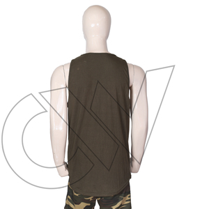 Camiseta sin Mangas Casual para Hombre CarewearSports, Color Verde Oliva, Cuello Redondo, 100% Algodón, Secado Rápido, Transpirable, Diseño con Bordado de Parches, Tejido de Punto - Product Image 3