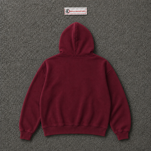 Sudadera con capucha oversize color granate con cremallera para hombre, diseño gráfico personalizado Wake Up, estilo urbano, forro polar grueso, unisex, informal. - Product Image 6