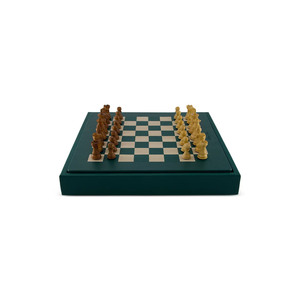 <b>Wooden</b> <b>Chess</b> <b>Set</b> With Green Leather Pasting Storage Box Handcrafted Strategy Game Pieces Modern Tabletop For Family Enjoyement - Product Image 1