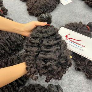 FLASH SALE raw <b>curly</b> <b>bundles</b> machine weft human hair extension natural black color Vietnamese hair <b>bundles</b> ready to ship - Product Image 4