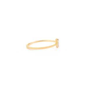 Anillo Delicado Minimalista de Oro Amarillo Real K14 con Diamante Redondo de Corte Brillante y Halo Abierto, Regalo de Graduación, Joyería - Product Image 5