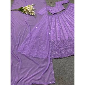 Vestidos de noche elegantes de Lehenga Choli para fiesta y trabajo con encaje elegante - Product Image 3