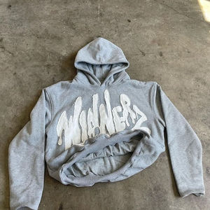 Sweat à capuche personnalisé OEM grande taille pour homme, coupe décontractée, broderie lettres vieillies, écologique, style vintage, idéal hiver - Product Image 5