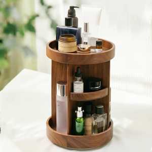 Affordable Wooden Cosmetic Organizer Cylinder 23cm Diameter With <b>Drawers</b> Simple Style Makeup Storage Cabinet By AALIYAN IMPEX - Product Image 1